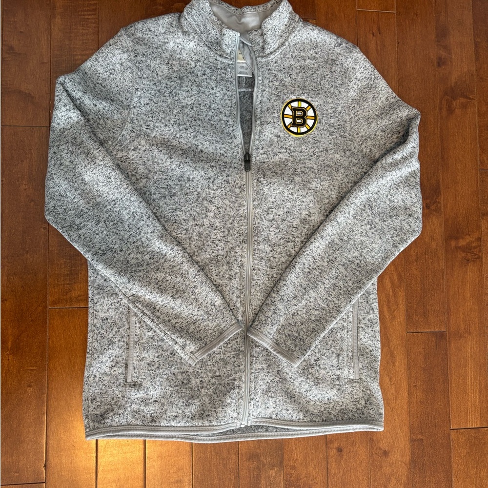 Boston Bruins Gray Full-Zip Heathered Fleece Jacket